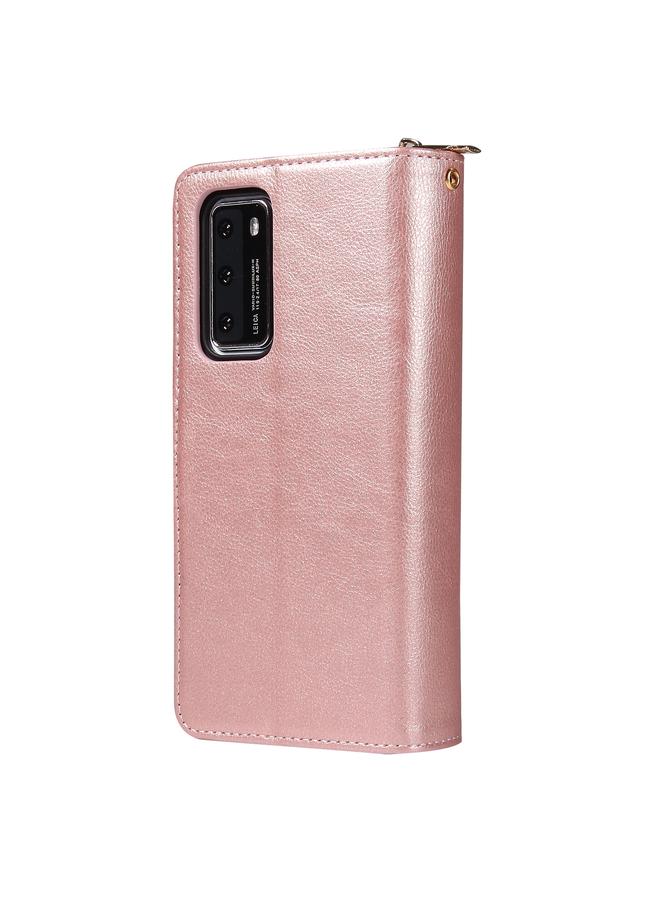 Zaboon Case For Huawei P40 Zipper Wallet Bag Horizontal Flip PU Leather Case with Holder & 9 Card Slots & Wallet & Lanyard & Photo Frame - Image 3