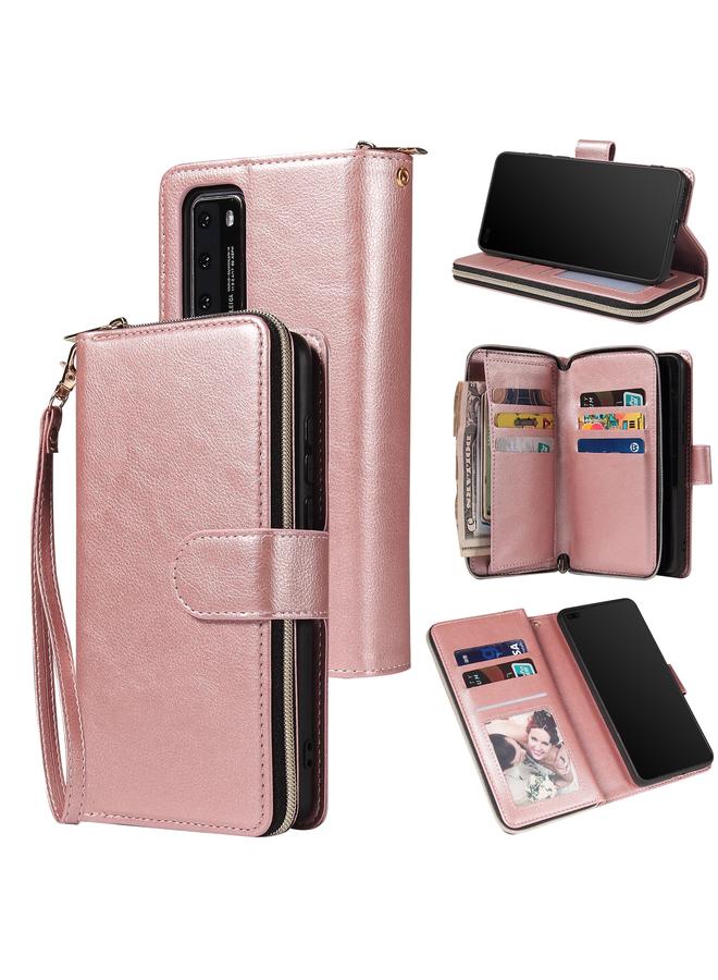Zaboon Case For Huawei P40 Zipper Wallet Bag Horizontal Flip PU Leather Case with Holder & 9 Card Slots & Wallet & Lanyard & Photo Frame - Image 1