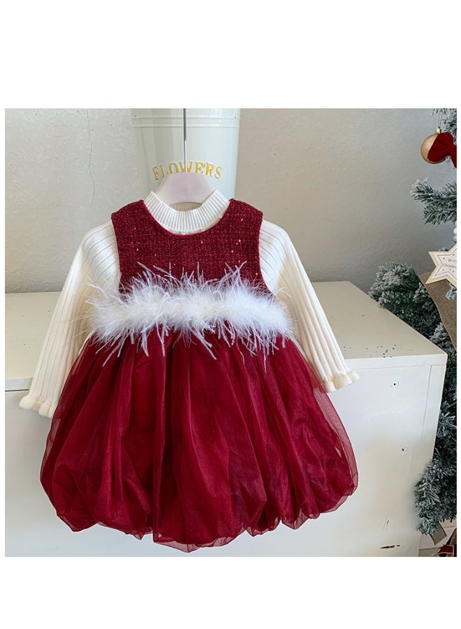 Teenager Girl Tweed Fashion Dress Casual Princess Designed Children Birthday Party Clothes Kids  Christmas Wedding Outfit - Image 1