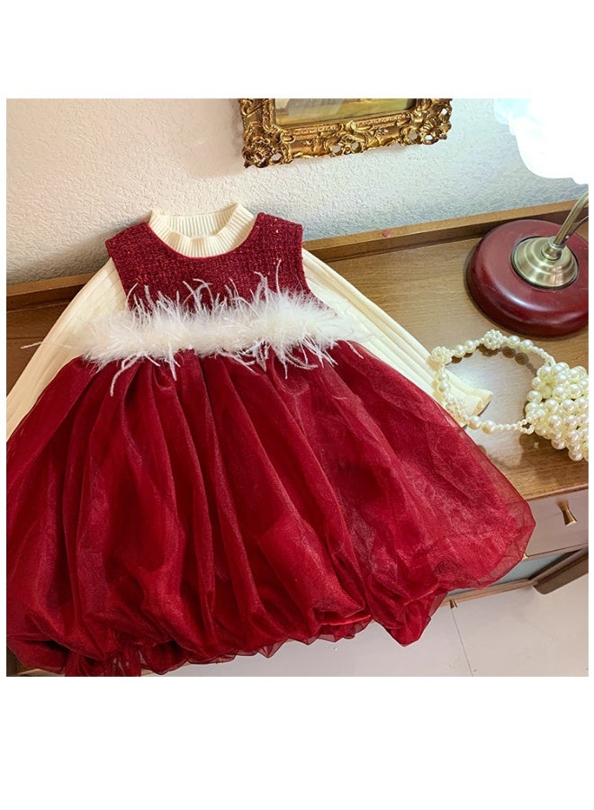 Teenager Girl Tweed Fashion Dress Casual Princess Designed Children Birthday Party Clothes Kids  Christmas Wedding Outfit - Image 4
