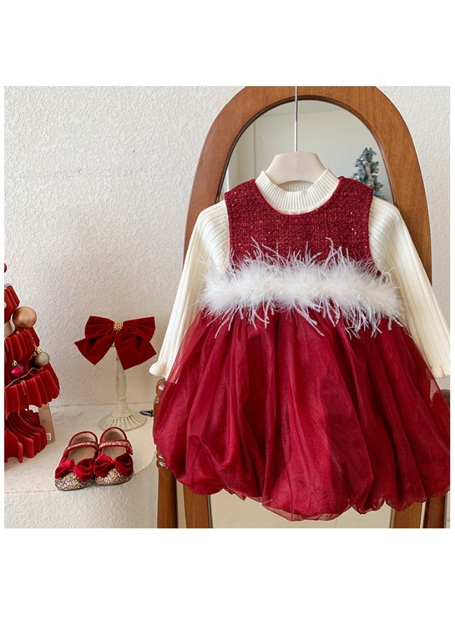 Teenager Girl Tweed Fashion Dress Casual Princess Designed Children Birthday Party Clothes Kids  Christmas Wedding Outfit - Image 5