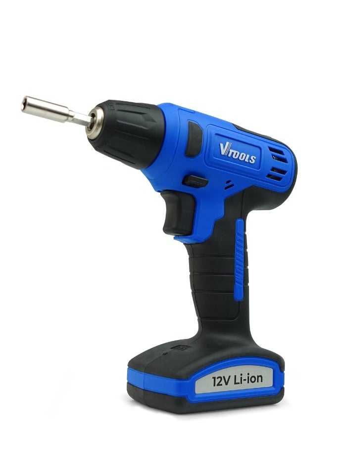 VTOOLS - 12V Cordless Drill Driver, Up to 850RPM, Build-in Lithium-Ion Batteries 1.5 mAh, Powerful 16NM Torque, 10mm Chuck for Efficient Drilling & Fastening, 2 Years Warranty - Image 1
