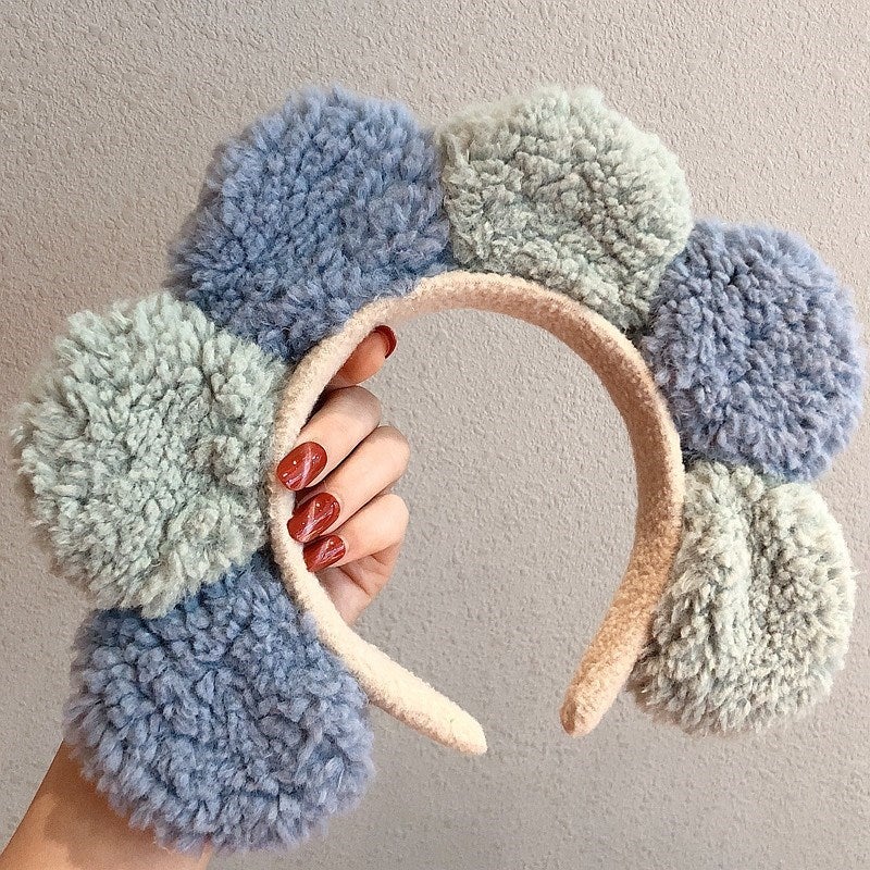 Generic Hair Hoop Womens Face Washing Internet Celebrant Cute Sunflower Hair Belt Non-Slip Facial Mask Hair Accessories Korean Style Sweet Girls Bangs 3# Blue