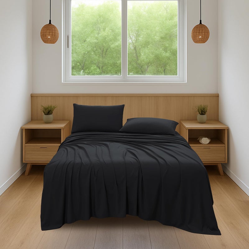 Coleman Queen Sheet Set â€“ Durable Home Bedding with Outdoor Heart, Stylish & Reliable for Bedroom or Cabin â€“ Premium Solid Color, Built for Comfort, Style & Occasional Outdoor Use, Black - Image 5