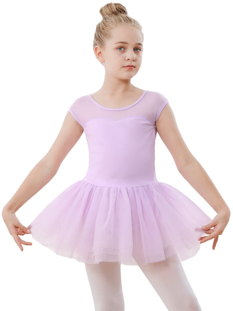 Stelle Ballet Leotards for Girls Toddler Leotard with Tutu Skirt Dance Tutu Dress (Purple,6-7 Years) - Image 1