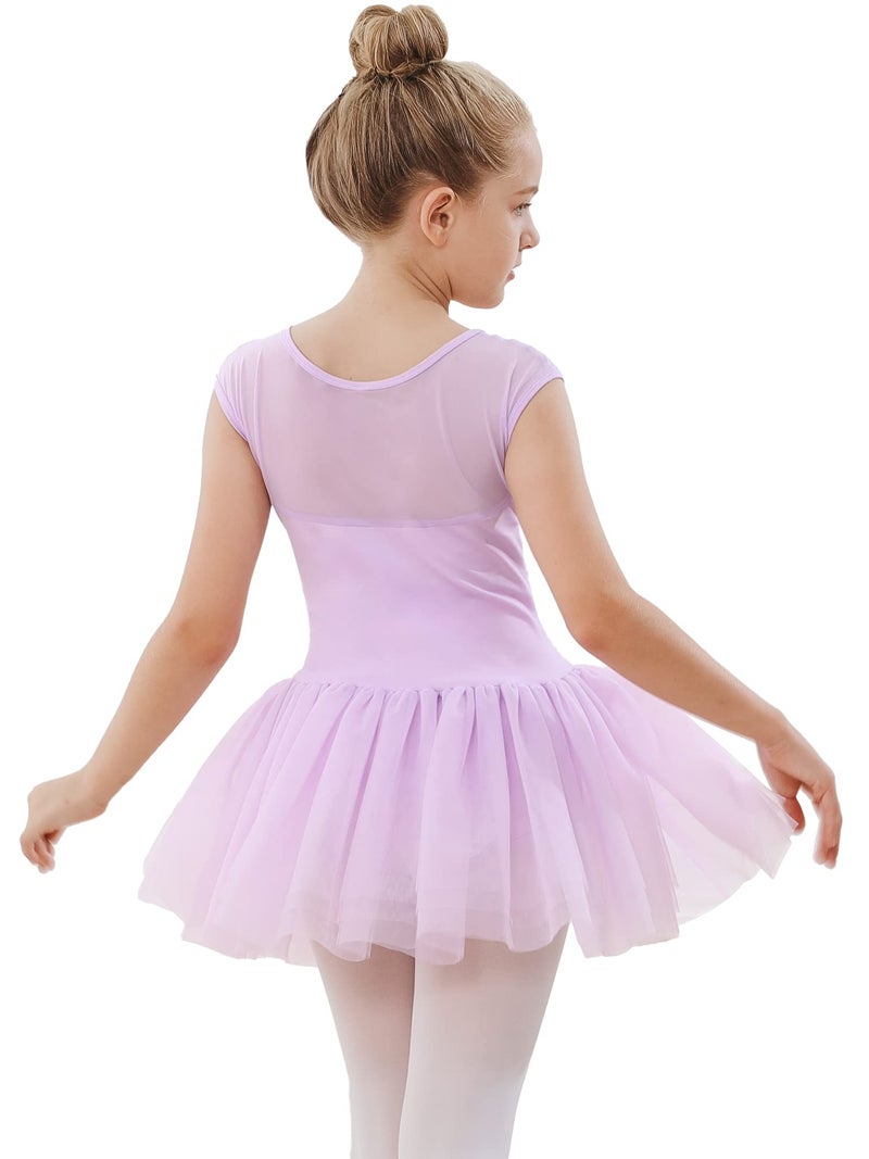 Stelle Ballet Leotards for Girls Toddler Leotard with Tutu Skirt Dance Tutu Dress (Purple,6-7 Years) - Image 5