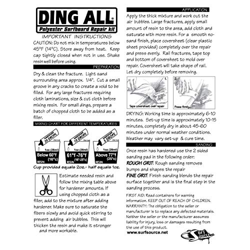 Ding All 2 Oz Polyester Repair Kit for Small to Medium Sized Polyester Surfboards Repairs - Image 5
