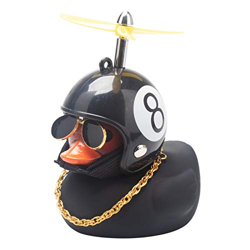 wonuu Rubber Duck Car Decorations Black Duck Car Dashboard Ornaments with Propeller Helmet for Adults (Black 8) - Image 1