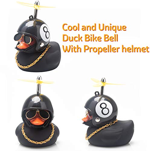 wonuu Rubber Duck Car Decorations Black Duck Car Dashboard Ornaments with Propeller Helmet for Adults (Black 8) - Image 4