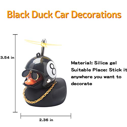 wonuu Rubber Duck Car Decorations Black Duck Car Dashboard Ornaments with Propeller Helmet for Adults (Black 8) - Image 5