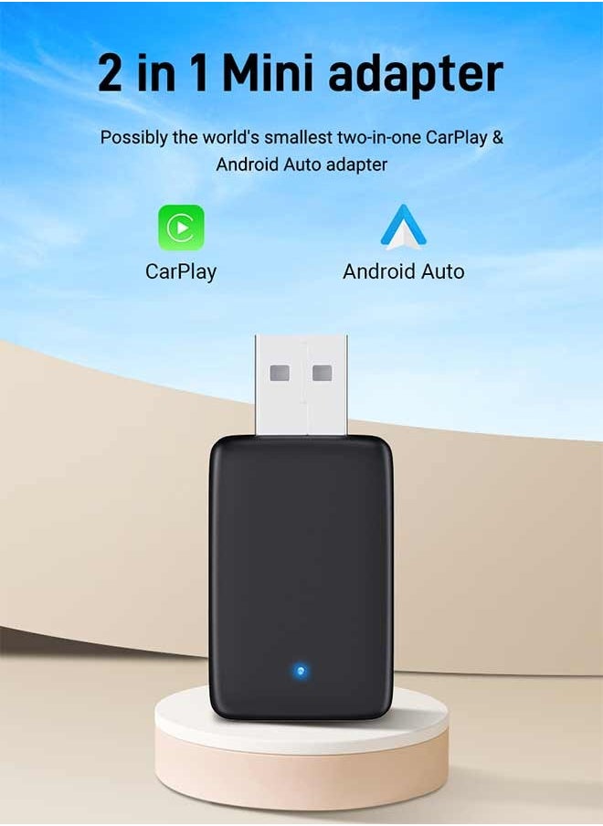 ديقيساند محول لاسلكي لكاربلاي أندرويد أوتو 2 في 1 صندوق صغير ذكي WIFI BT Auto Connect لتويوتا فولفو بنز MG كيا مازدا فورد  - Image 2