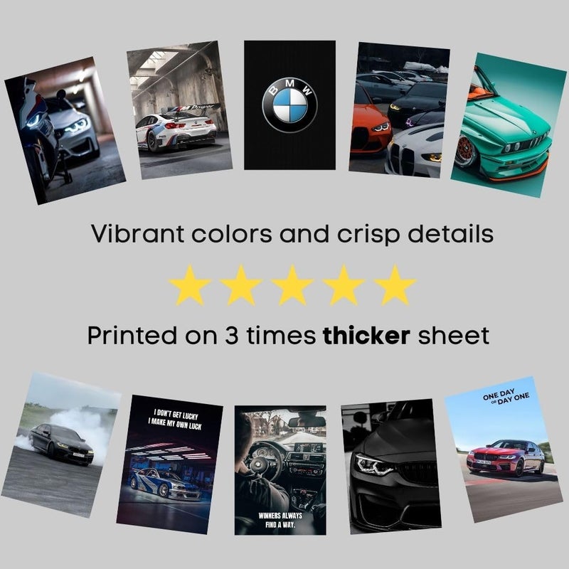 auraposter Paper BMW Car Posters (Set Of 40) Car Posters BMW M2, M3, M4, M5, M6 & M8 | (15 x10 cm) Sportscar Unframed Matt Laminated Poster - Image 5