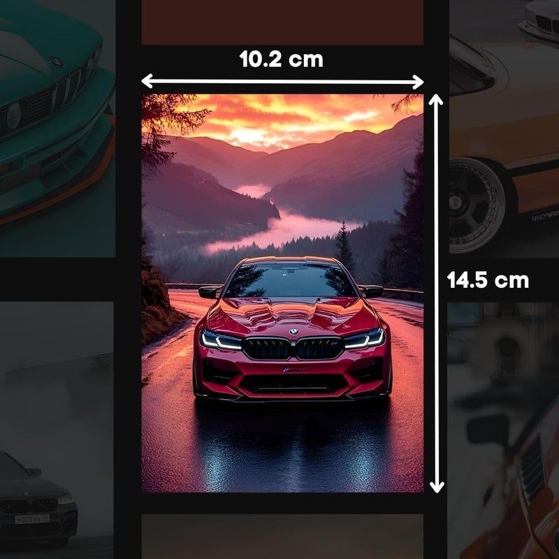 auraposter Paper BMW Car Posters (Set Of 40) Car Posters BMW M2, M3, M4, M5, M6 & M8 | (15 x10 cm) Sportscar Unframed Matt Laminated Poster - Image 3