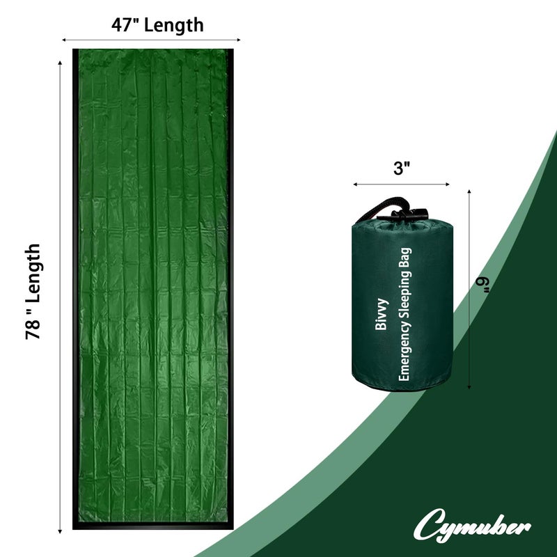Cymuber Emergency Sleeping Bag Survival Bag, Cymuber Portable Waterproof Thermal Bivy Sacks Tac Bivvy Bags,Camping Mylar Sleeping Bag Survival Gear Emergency Blankets Survival Shelter - Image 5