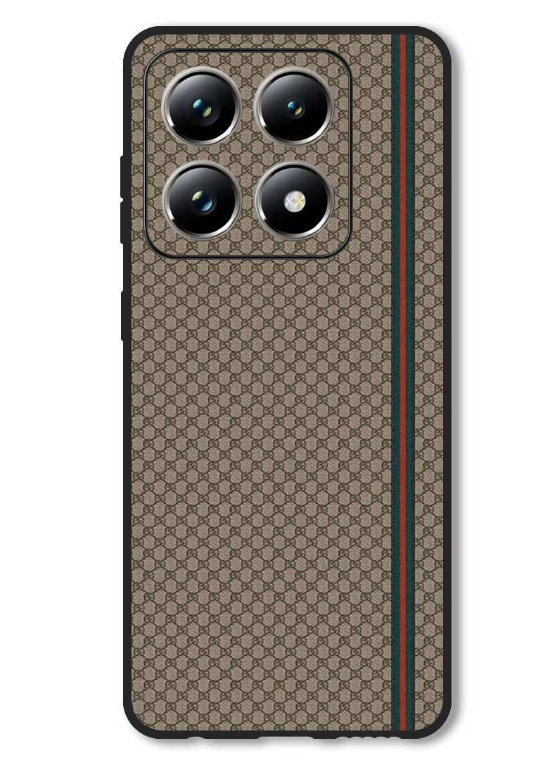 Theodor Case Compatible with Xiaomi 14T Pro Protection Shockproof Bumper Cover Red Green Strip On Brown Pattern - Image 1