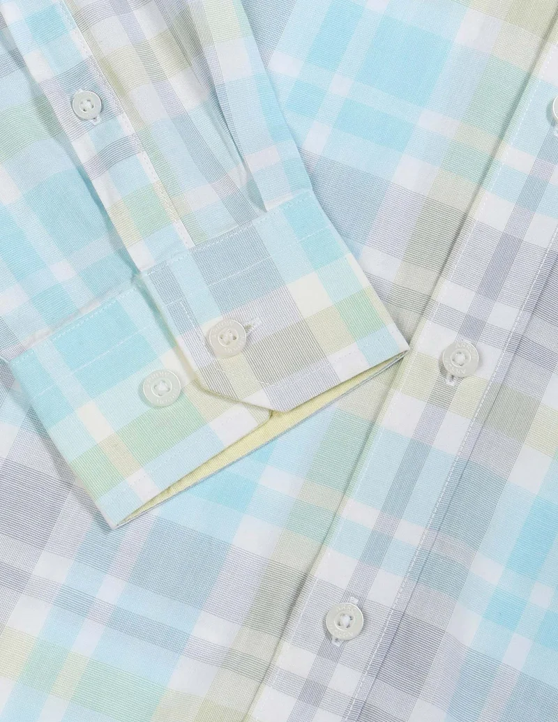 Arrow Light Green Air Soft Tartan Checked Regular Shirt for Men | Best Price UAE