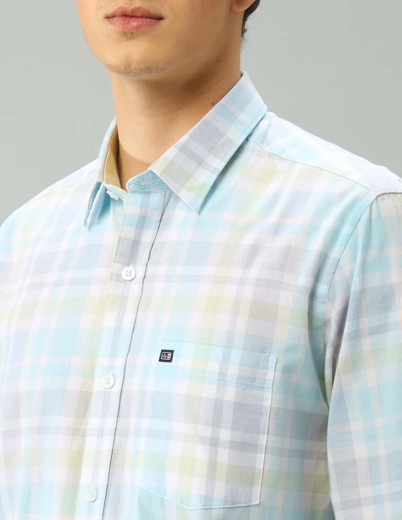 Arrow Light Green Air Soft Tartan Checked Regular Shirt for Men | Best Price UAE