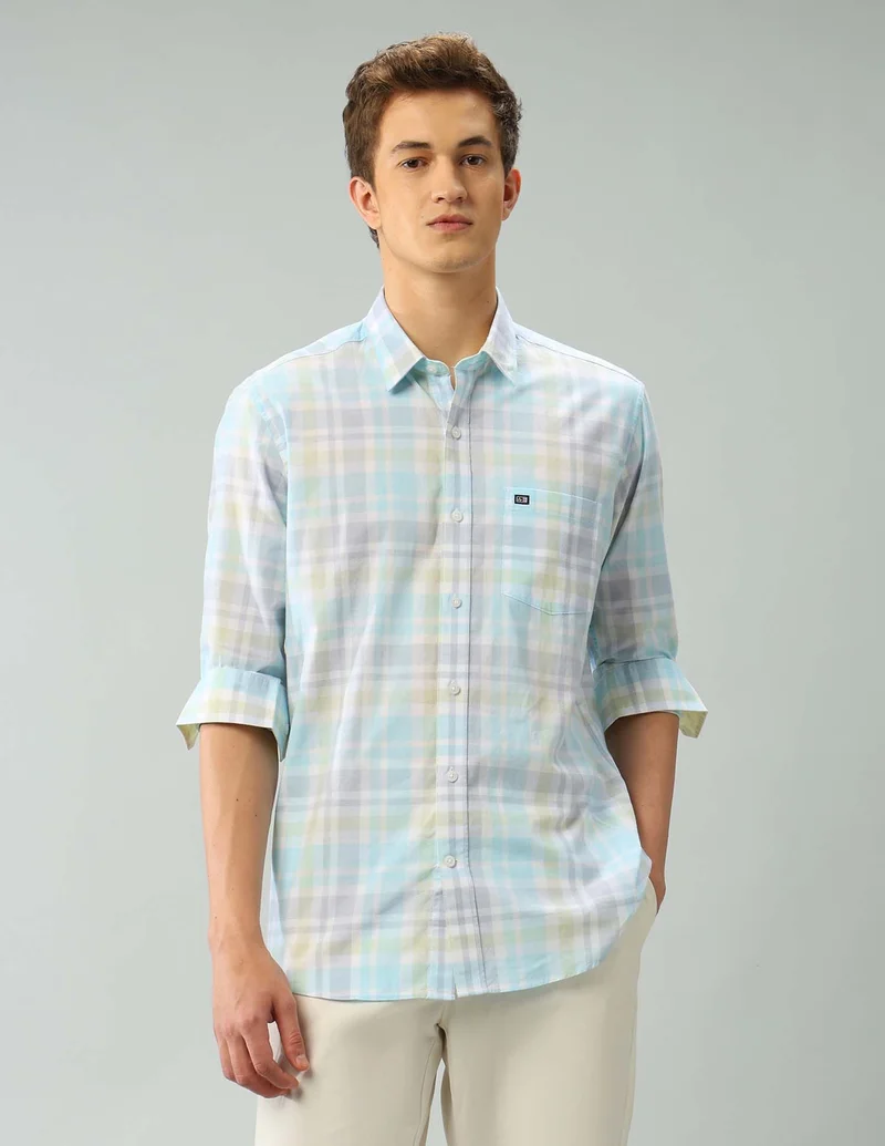 Arrow Light Green Air Soft Tartan Checked Regular Shirt for Men | Best Price UAE