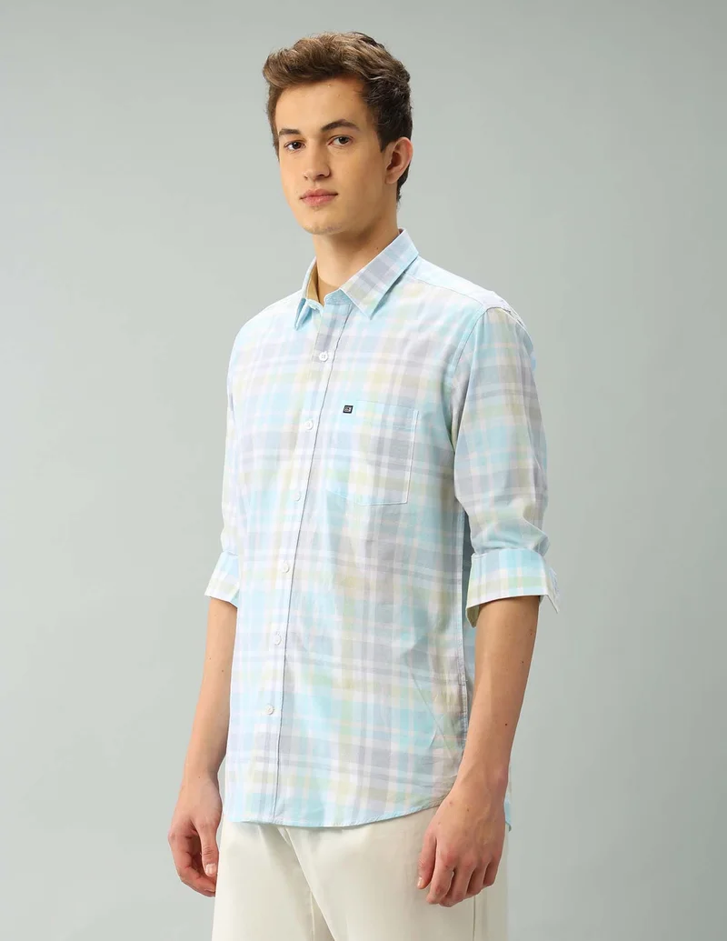 Arrow Light Green Air Soft Tartan Checked Regular Shirt for Men | Best Price UAE