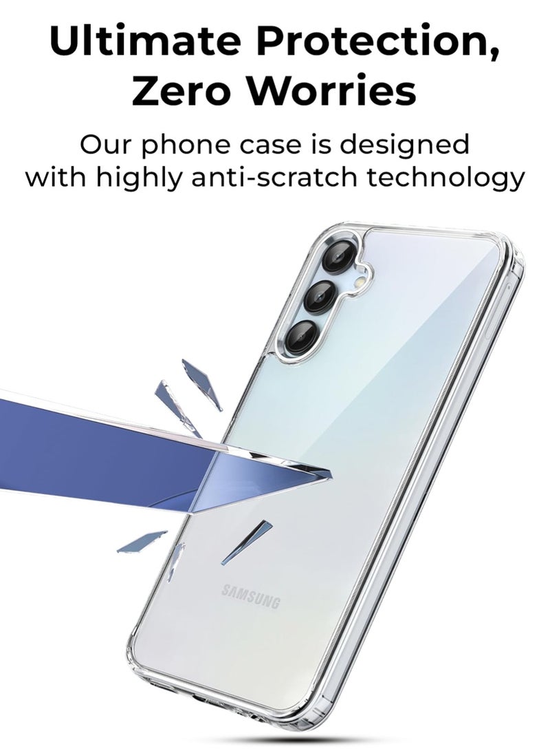 glassology Case for Samsung Galaxy A55 5G, Non-Yellowing Shockproof Bumper Protective Phone Cover, Anti-Scratch Hard PC Back (Clear) - Image 2