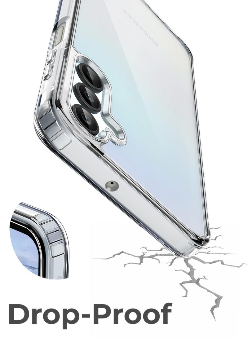 glassology Case for Samsung Galaxy A55 5G, Non-Yellowing Shockproof Bumper Protective Phone Cover, Anti-Scratch Hard PC Back (Clear) - Image 3
