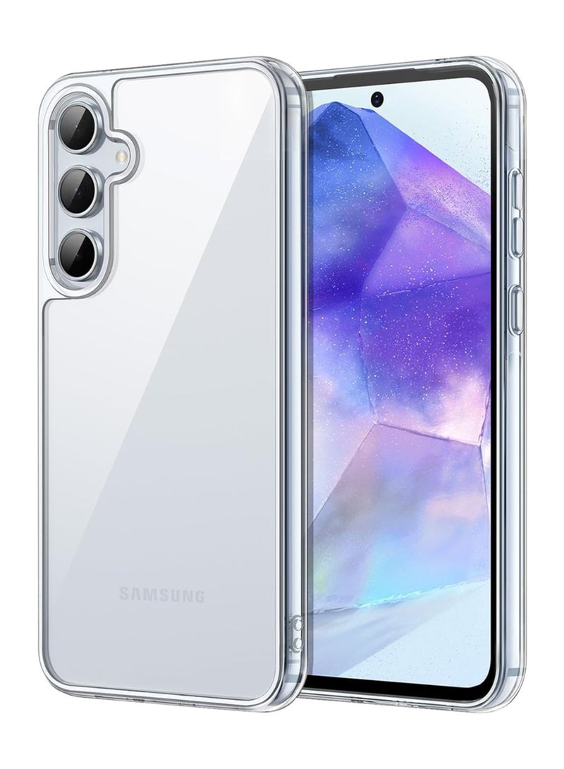 glassology Case for Samsung Galaxy A55 5G, Non-Yellowing Shockproof Bumper Protective Phone Cover, Anti-Scratch Hard PC Back (Clear) - Image 1