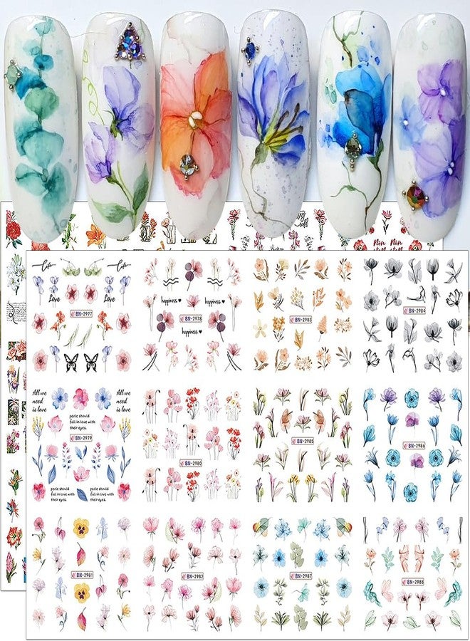 JALIYA 3D Water Transfer Nail Stickers - Lilies Camellia Flower Art for Spring Summer - Floral Nail Decals for Nail Art Supplies and Decor - Stickers for Women - Image 1