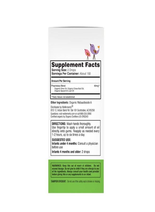 Wellements Organic Baby Tooth Oil for Teething, Free from Dyes, Parabens, Preservatives, 0.5 Fl oz