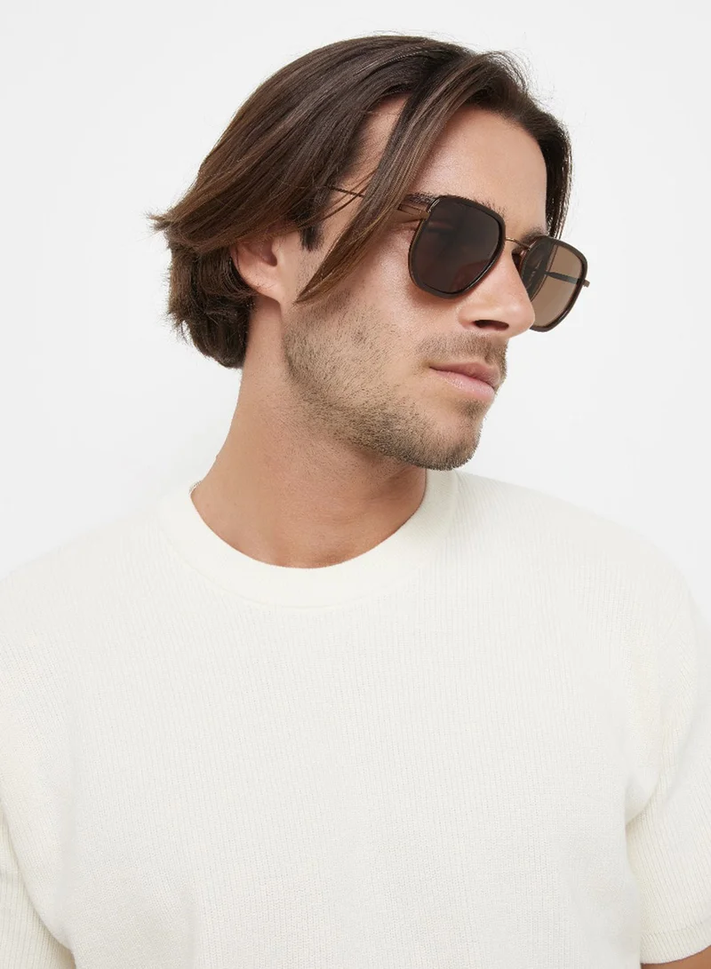 30Sundays Archaic,Men Sunglasses, Geometric Sunglasses, UV Protection: UV400 (Brown,Brown)