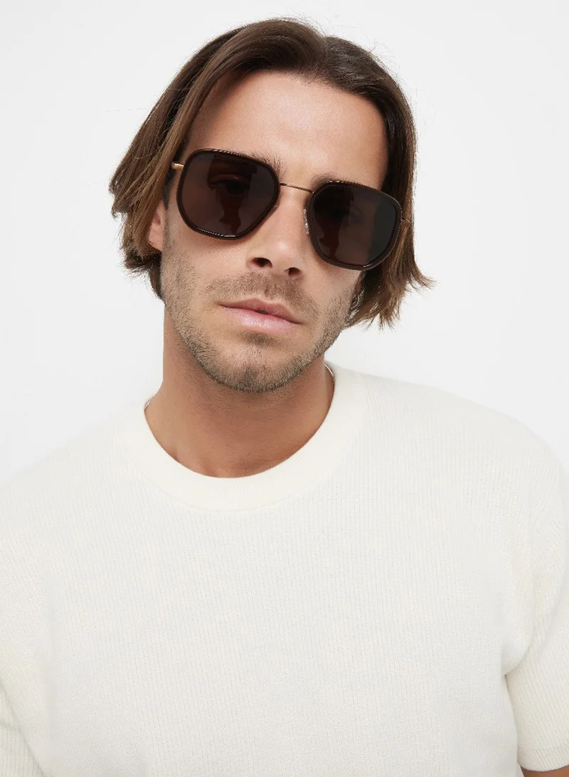 30Sundays Archaic,Men Sunglasses, Geometric Sunglasses, UV Protection: UV400 (Brown,Brown)