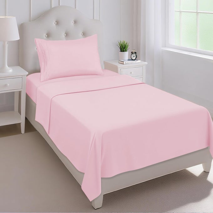 TWIN SHEET SET HOTEL COLLECTION TWIN SHEETS BEDDING SHEETS PILLOWCASES WITH DEEP POCKET FITTED SHEET BREATHABLE WRINKLE FADE RESISTANT 3 PIECEBLUSH PINK