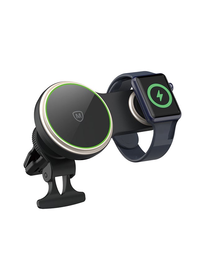 مايكروباك شاحن سيارة لاسلكي مغناطيسي Micropack MCC-215M - بقوة 15 واط، 2 في 1 (لآيفون والساعة الذكية) - Image 2