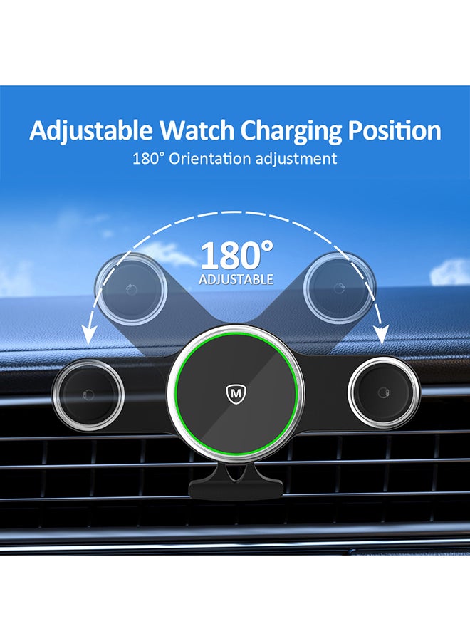 مايكروباك شاحن سيارة لاسلكي مغناطيسي Micropack MCC-215M - بقوة 15 واط، 2 في 1 (لآيفون والساعة الذكية) - Image 4