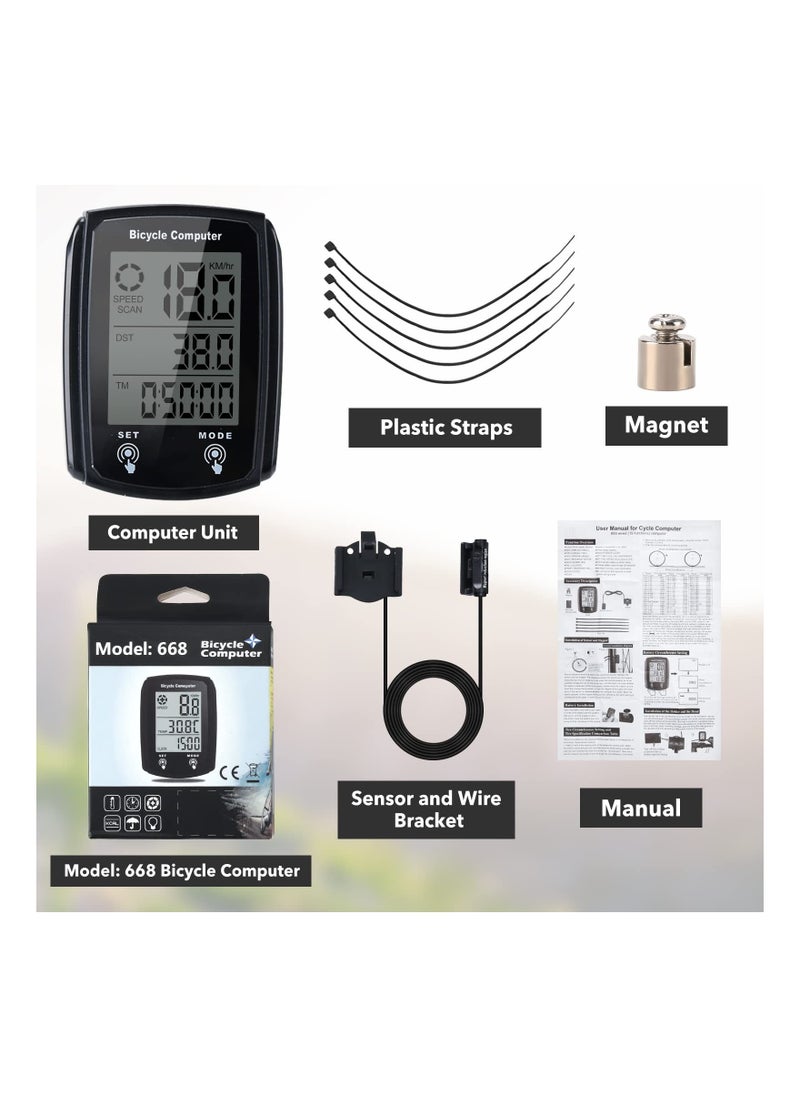 Y&D - Wired Bike Computer, MPH KM/H Bicycle Digital LCD Backlight Display Speedometer, Waterproof Cycling Computers Odometer, Multifunctional Automatic Wake-up Odometer for - Image 1