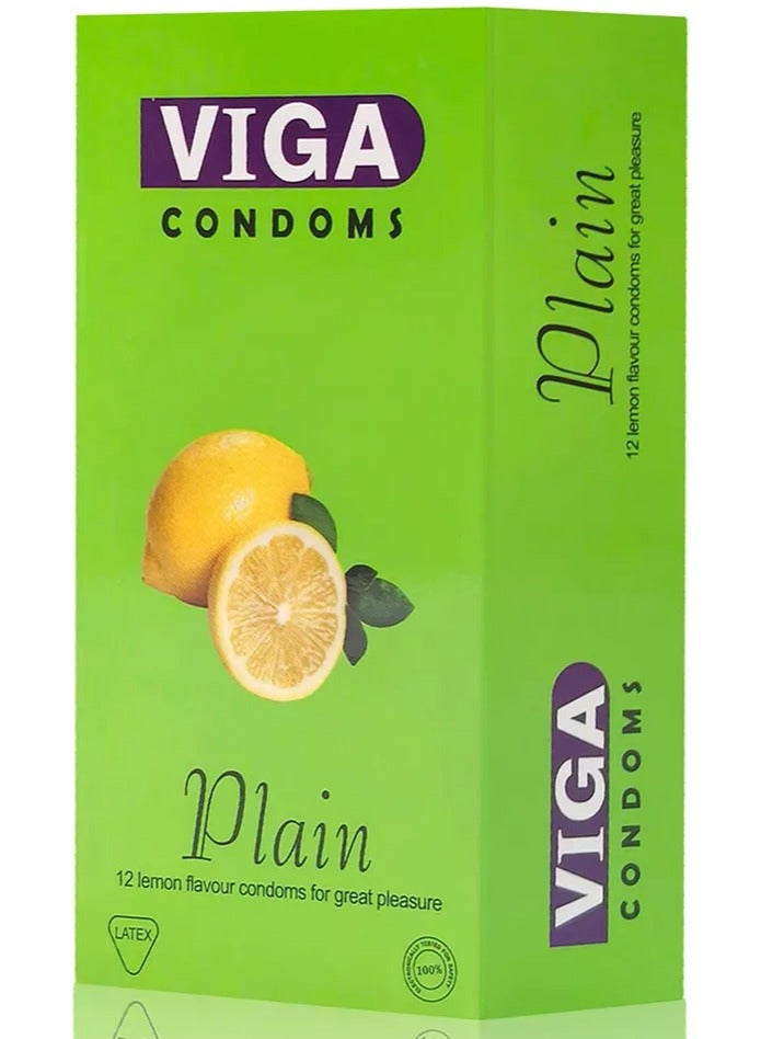 Viga Condoms Plain 12 Lemon Flavour Condoms