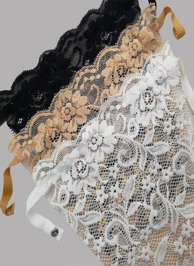 FIMS فيمس حزمة نسائية من 3 قطع من قماش الدانتيل لتغطية الصدر مع مشبك قميص داخلي - Image 3