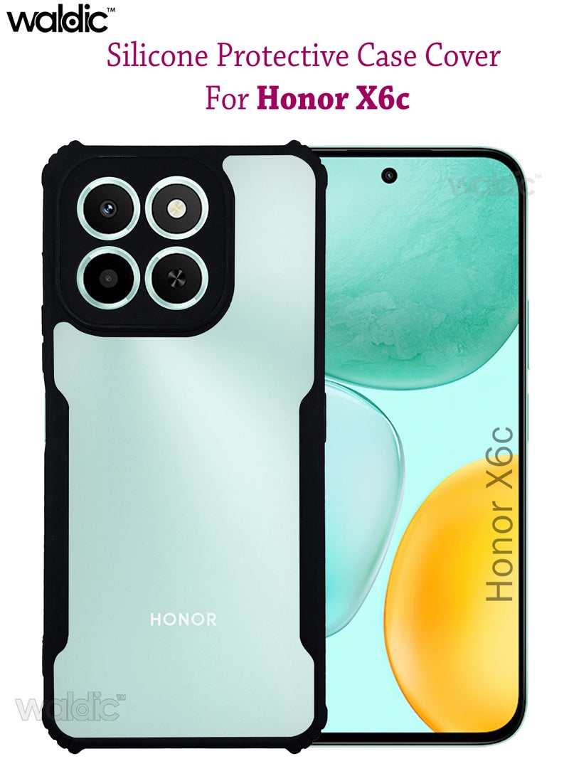 ولديك جراب فاخر لهاتف Honor X6C | غطاء سيليكون فاخر مصمم خصيصًا لهاتف Honor X6C | جراب خلفي رفيع واقٍ لحماية الكاميرا والسقوط لهاتف Honor X6C - شفاف/أسود - Image 1