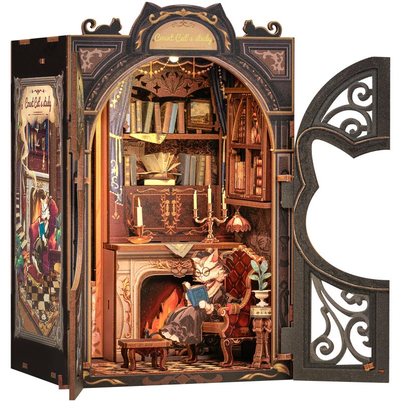 CUTEBEE Book Nook Kit DIY Miniature House Kit for Adults and Teens Dollhouse Booknook Tiny House Model Build Bookshelf Decor Gifts for Family Friends - Image 3