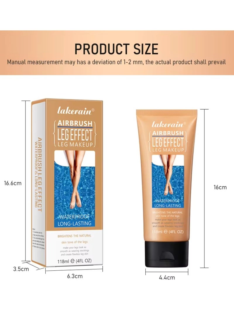 lakerain - 118ml Airbrush Leg Effect Leg Makeup Moisturize Light Leg Makeup Lotion Waterproof No Transfer Long Lasting Leg Skin Makeup Cover Cover Leg Scar Varicose Veins and Tattoo Cover Up Makeup Cream Medium Glow 02 - Image 1