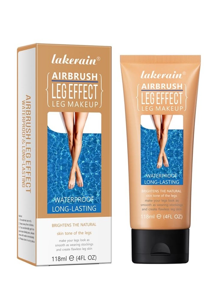 lakerain - 118ml Airbrush Leg Effect Leg Makeup Moisturize Light Leg Makeup Lotion Waterproof No Transfer Long Lasting Leg Skin Makeup Cover Cover Leg Scar Varicose Veins and Tattoo Cover Up Makeup Cream Medium Glow 02 - Image 1