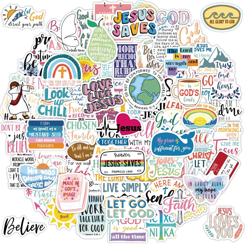 JOKOVIAN 101 Pcs Inspiring Jesus Christian Stickers for Water Bottles Laptops Waterproof Vinyl Religious Bible Verses Faith Sticker for Kids Teens Girls and Boys Women - Image 2