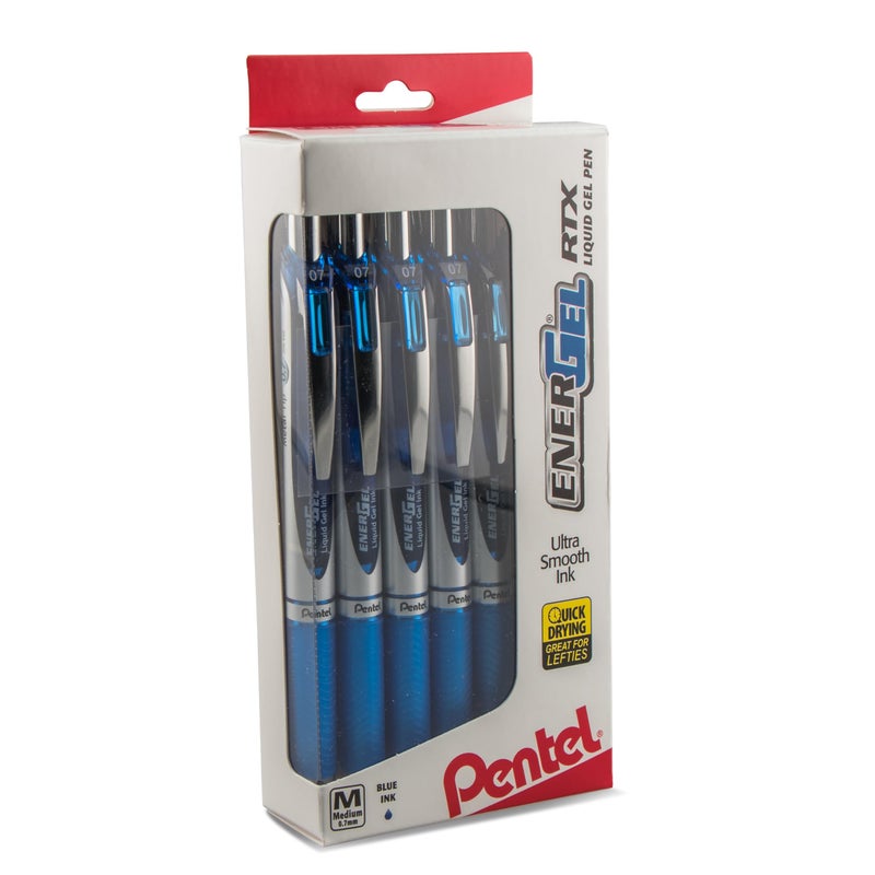 Pentel EnerGel RTX RT Liquid Gel Pen, Med, Metal Tip, (0.7mm), Blue Ink, Box of 12 (BL77PC12C1) - Image 1