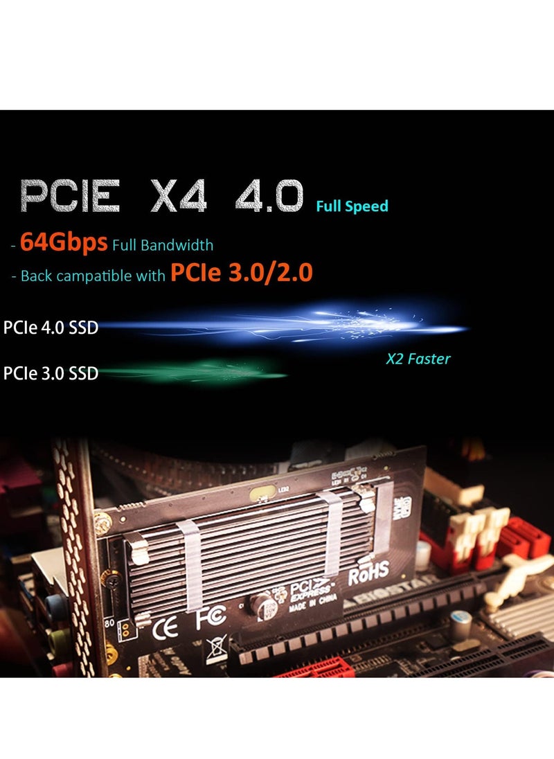 Generic - M.2 PCIe NVMe 4.0/3.0 Adapter with 0.12" Thick M.2 Heatsink for M.2 PCI SSD (NVMe and AHCI), PCIE 3.0X 4 Full Speed, Desktop Mount (PA09-HS) - Image 1