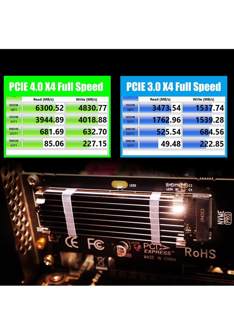 Generic - M.2 PCIe NVMe 4.0/3.0 Adapter with 0.12" Thick M.2 Heatsink for M.2 PCI SSD (NVMe and AHCI), PCIE 3.0X 4 Full Speed, Desktop Mount (PA09-HS) - Image 1