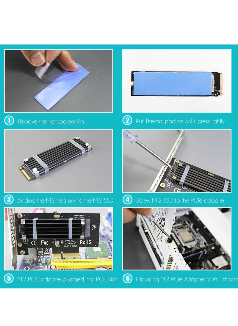 Generic - M.2 PCIe NVMe 4.0/3.0 Adapter with 0.12" Thick M.2 Heatsink for M.2 PCI SSD (NVMe and AHCI), PCIE 3.0X 4 Full Speed, Desktop Mount (PA09-HS) - Image 1