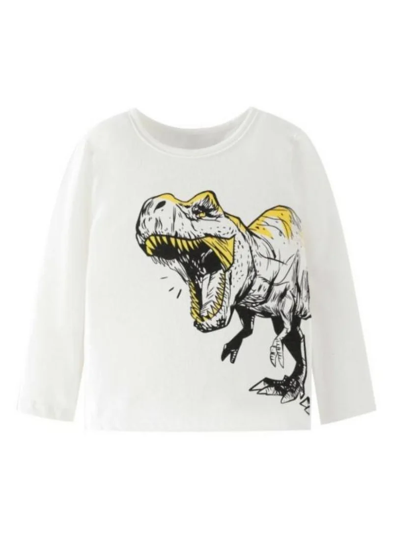 يونيكي White Printed Round Neck Cotton T-shirt