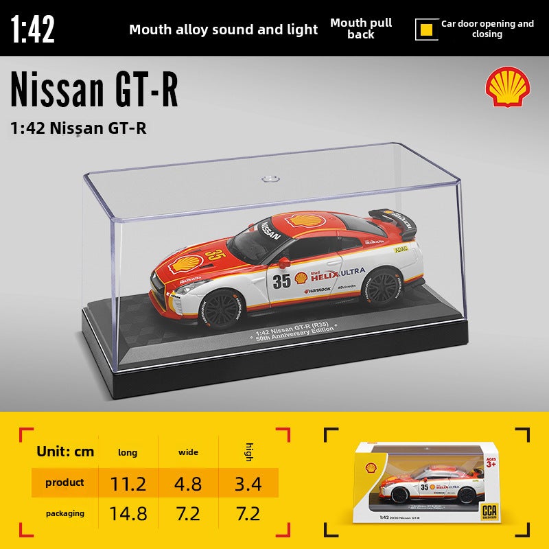 1:43 Deluxe Fashion Car Model Toy Collection 1 to 42 Nissan GTR-box-red and white 