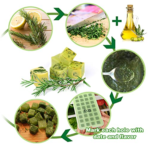 AIERSA 2Pcs Silicone Molds for Herb-Infused Oil Cubes, 32 Cavity Candy Gummy Molds with Lids & 2 Droppers for DIY 5/8x5/8x5/8in Square Gummies, Homemade Herbal Blocks, Jello, Pralines Caramels - Image 5