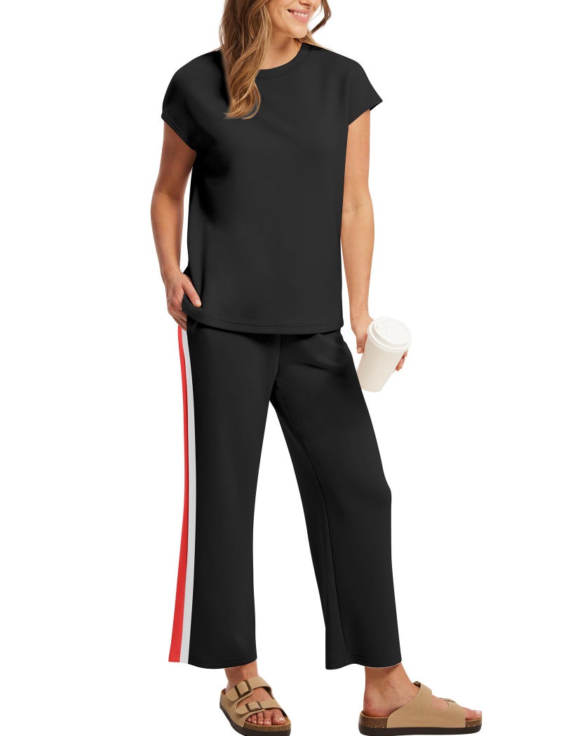 Sampeel Holiday Outfits for Women 2026 Date Beach Vacation Clothes Two Piece Sets Travel Matching Sets Women's Clothing Work Business Casual Black L - Image 4