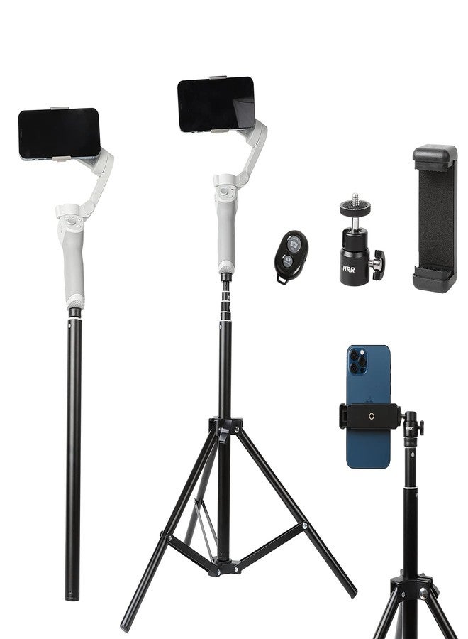 PellKing 2in1 Tripod Extension Rod 59in Adjustable Selfie Stick with Phone Clip for DJI OM4 SE 5/Osmo Mobile 6 3 2/Feiyu Zhiyun and More Hand Held Gimbal Stabilizer Accessories - Image 1